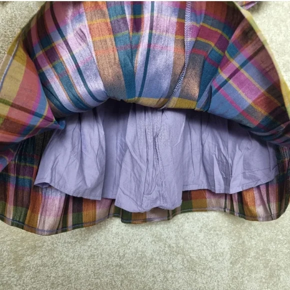 Next Toddler Dress 3-6 Months Check Tafetta With Velvet Collar Vintage Style - Picture 4 of 8